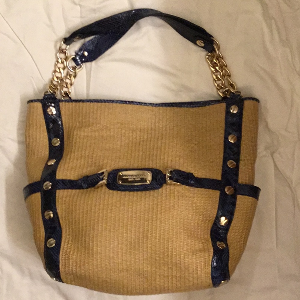 Coach Straw/ Leather Shoulder Bag